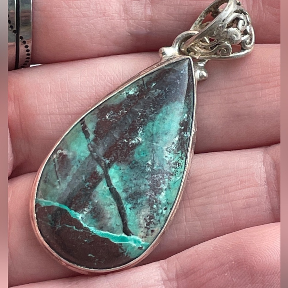 Chrysocolla Sonora Stone pendant necklace unisex crystal gemstone new age boho